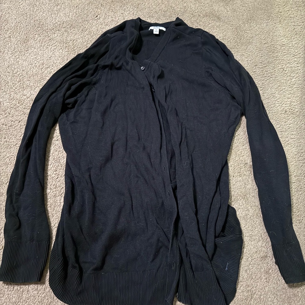 Croft & Barrow Black Cardigan Sweater Lightweight Knit